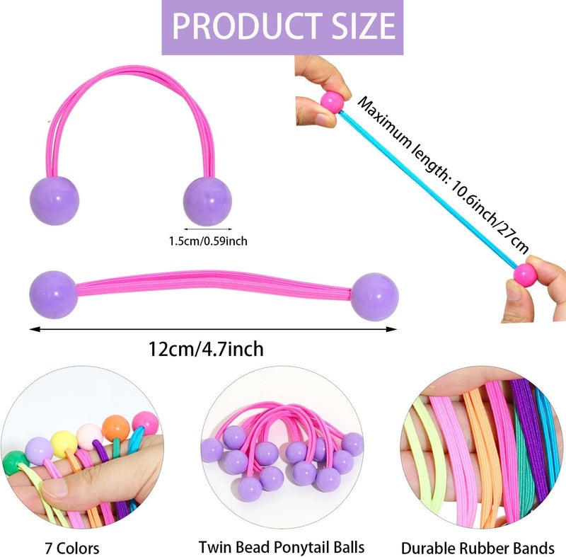 42-piece two-color ball hair band, multi-color transparent bubble ponytail elastic hair accessories (7 colors optional) Universal for adults and children - Image 2