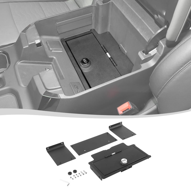 Voodonala for Chevy Silverado 20222024 ZR2 Center Console Box Armrest Box Password Lock Compatible with Chevy Silverado 20222024 ZR2Aluminum AlloyMatte Black