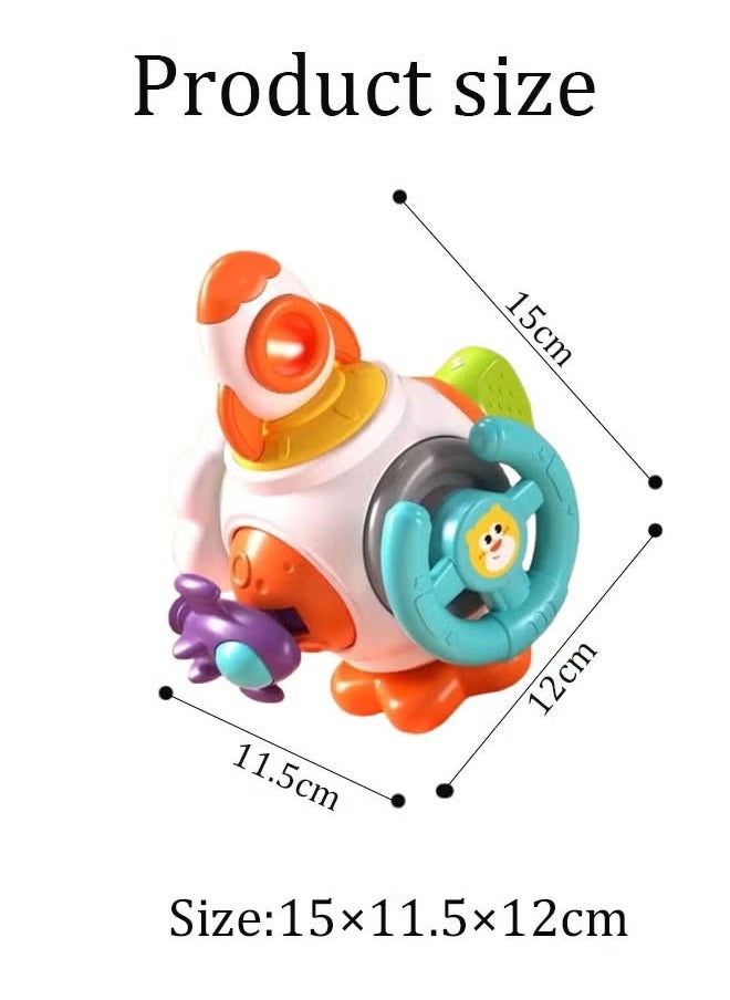 Vinnatsu Activity Cube for Baby Montessori Toys Sensory Pull String Shape Sorter Baby Toys Baby Gift Montessori Sensory Toys Travel Activities Busy Board Cube - Baby Gifts for 0-3 Year Old Infant Boys Girls -  Educational Learning（Rocket）  - Image 2