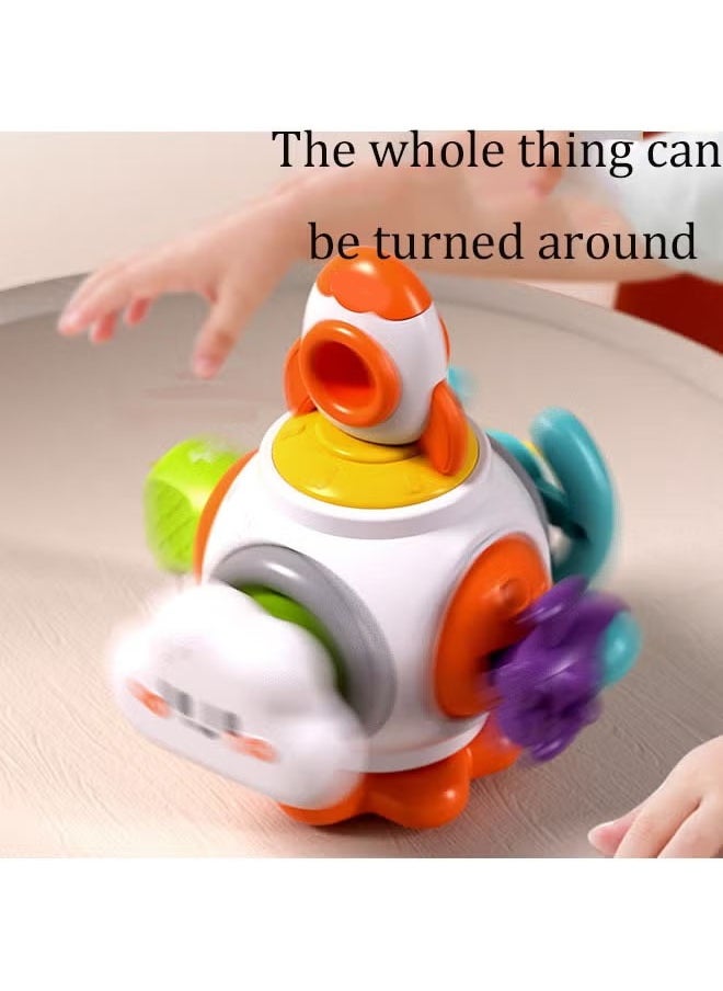Vinnatsu Activity Cube for Baby Montessori Toys Sensory Pull String Shape Sorter Baby Toys Baby Gift Montessori Sensory Toys Travel Activities Busy Board Cube - Baby Gifts for 0-3 Year Old Infant Boys Girls -  Educational Learning（Rocket）  - Image 4
