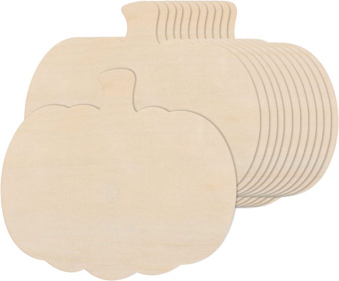 24 PIECES LARGE WOODEN PUMPKIN CUTOUTS 11 INCHES UNFINISHED WOOD CRAFT CUTOUT BLANK PUMPKIN SHAPE CUTOUT FOR HALLOWEEN FALL THANKSGIVING PARTY DIY CRAFT DECORATION SUPPLIES