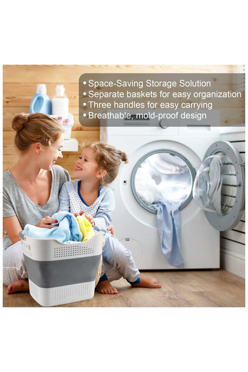 أنمي سلة الغسيل القابلة للطي سعة 40 لتر مع المقبض (رمادي) - Image 2