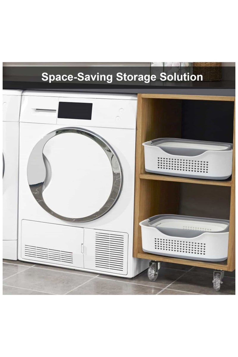 أنمي سلة الغسيل القابلة للطي سعة 40 لتر مع المقبض (رمادي) - Image 3