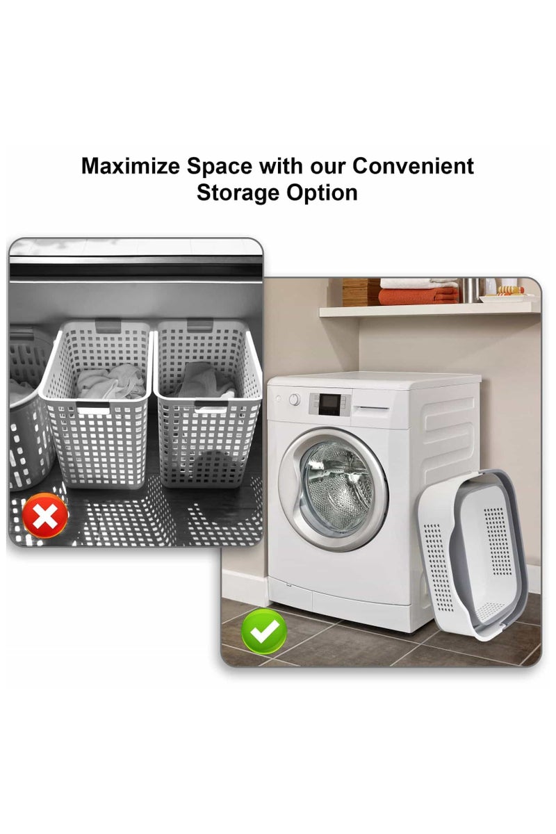 أنمي سلة الغسيل القابلة للطي سعة 40 لتر مع المقبض (رمادي) - Image 4