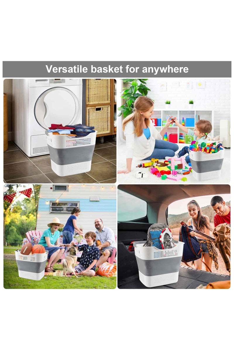 أنمي سلة الغسيل القابلة للطي سعة 40 لتر مع المقبض (رمادي) - Image 5