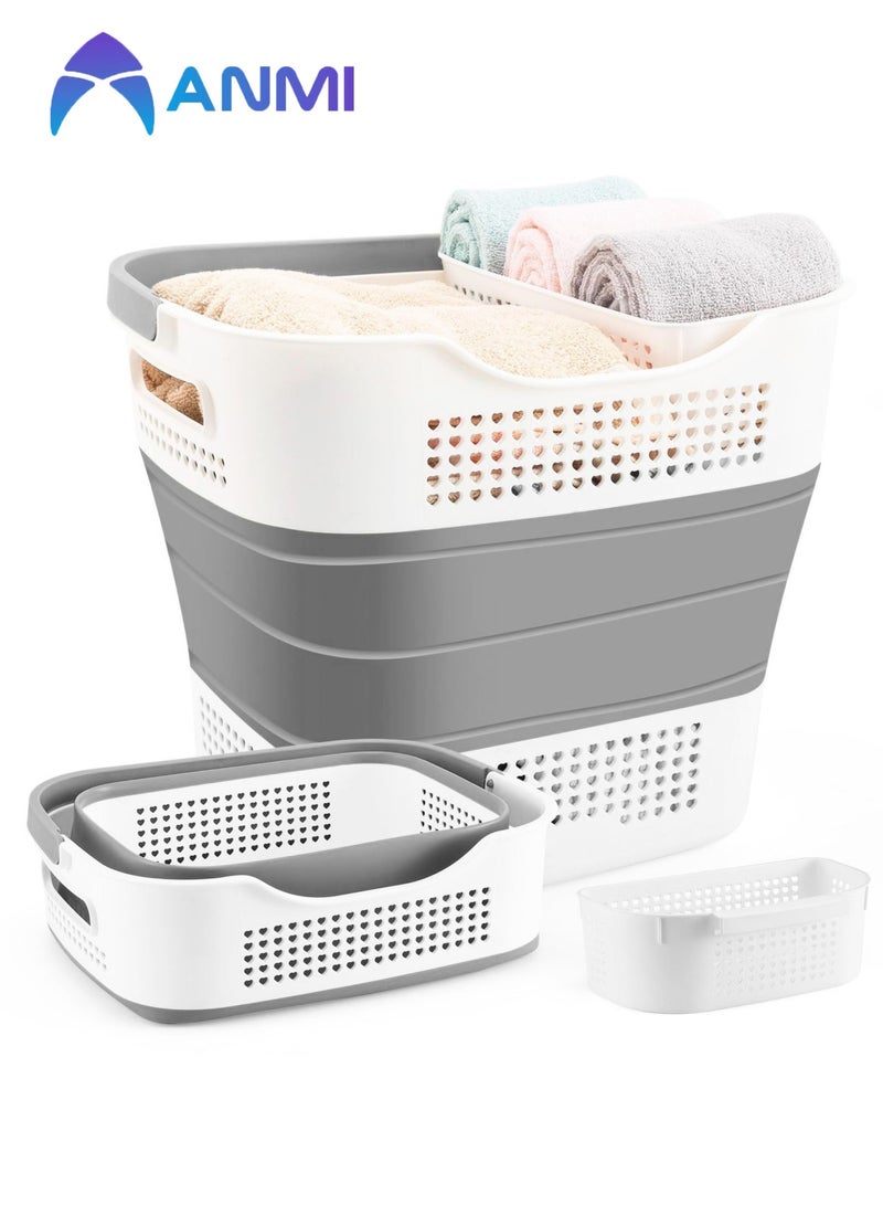 Anmi 40L Foldable Laundry Basket with Handle (Grey)  - Image 1