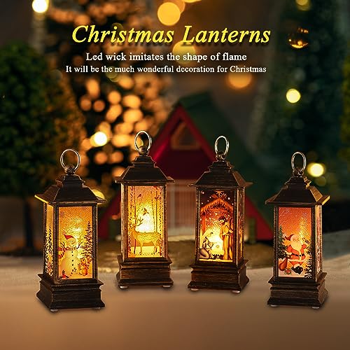 JEDAWN Christmas Decorations Mini Lanterns Christmas Lanterns Decorative Christmas Tree Home Decoration Small Candle LanternHoliday Decorations Gifts for Family Children or Friends4 PCS - Image 3