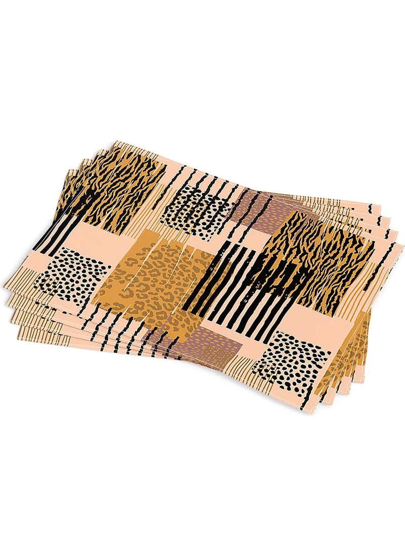 Cango Home Brown Black Modern Leopard Patterned Digital Printing Placemat Set of 4 CGH358-AS