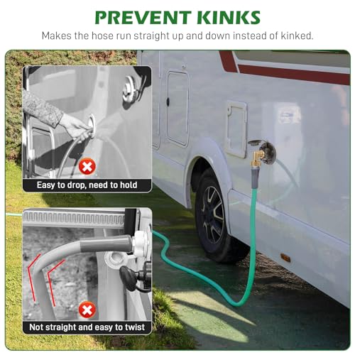 GGTE 90 Degree Water Hose Elbow for RV with Easy Grip Connector RV Drinking Water Hose Adapter for RV City Water Inlet Connection City Water Hookup for Camper Residential Outdoor 1 pack - Image 5