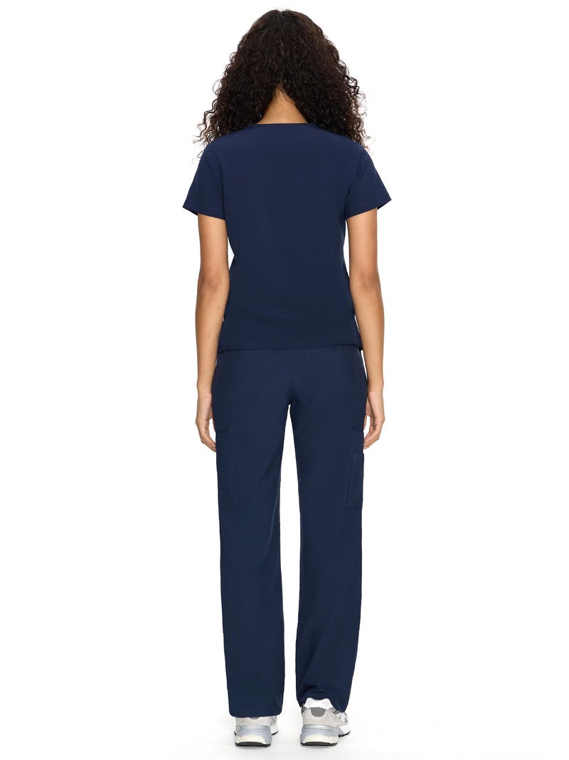 COZYFIT Scrubs for Women Set Medical Uniform - V-Neck Top & Straight Leg Pants with 9 Pockets, Unisex Workwear COZY SCRUBS, Navy Blue, L, Tall - Image 2