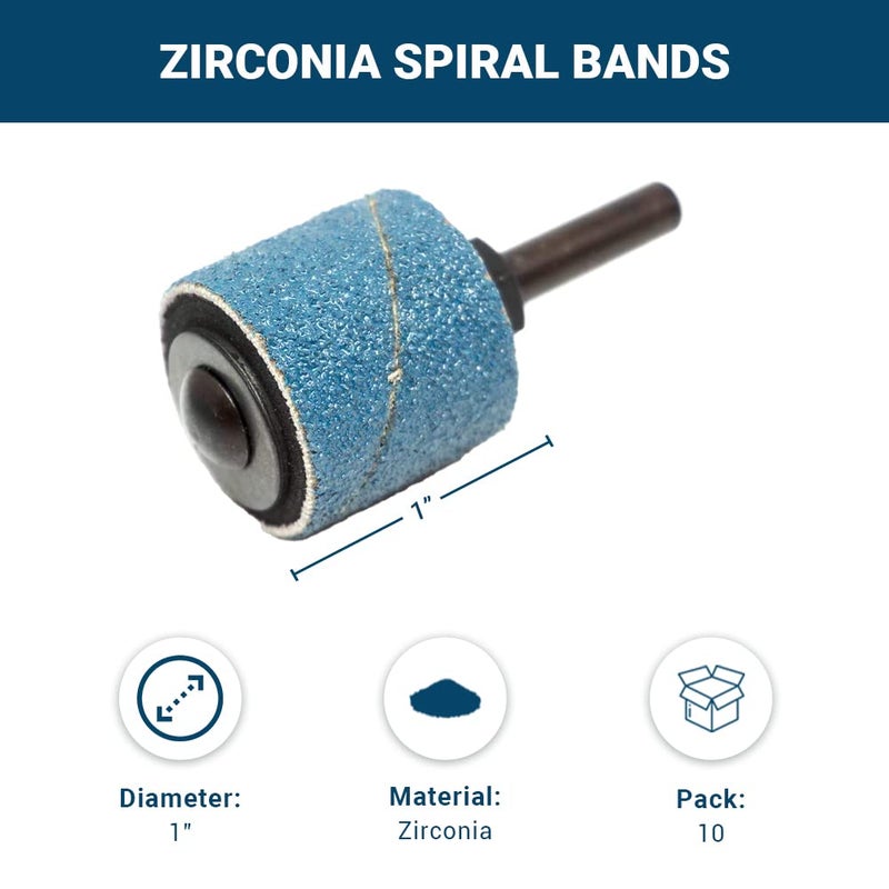Benchmark Abrasives 1â€ x 1â€ Zirconia Sanding Bands, Spiral Bands Rotary Sander Attachment for Drill & Die Grinder, Metal Polishing Sanders for Woodworking - Sander Tool (10 Pack), 36 Grit - Image 5