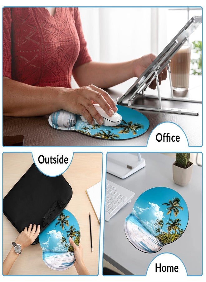 KONVINIT Ergonomic Mouse Pad with Wrist Rest, Small Mousepad with Non-Slip Rubber Base and Smooth Surface, Beach Mouse Pads for Desk, Office Desk Accessories - Image 4