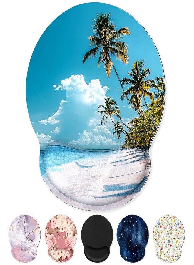 KONVINIT Ergonomic Mouse Pad with Wrist Rest, Small Mousepad with Non-Slip Rubber Base and Smooth Surface, Beach Mouse Pads for Desk, Office Desk Accessories - Image 1