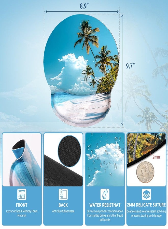 KONVINIT Ergonomic Mouse Pad with Wrist Rest, Small Mousepad with Non-Slip Rubber Base and Smooth Surface, Beach Mouse Pads for Desk, Office Desk Accessories - Image 3