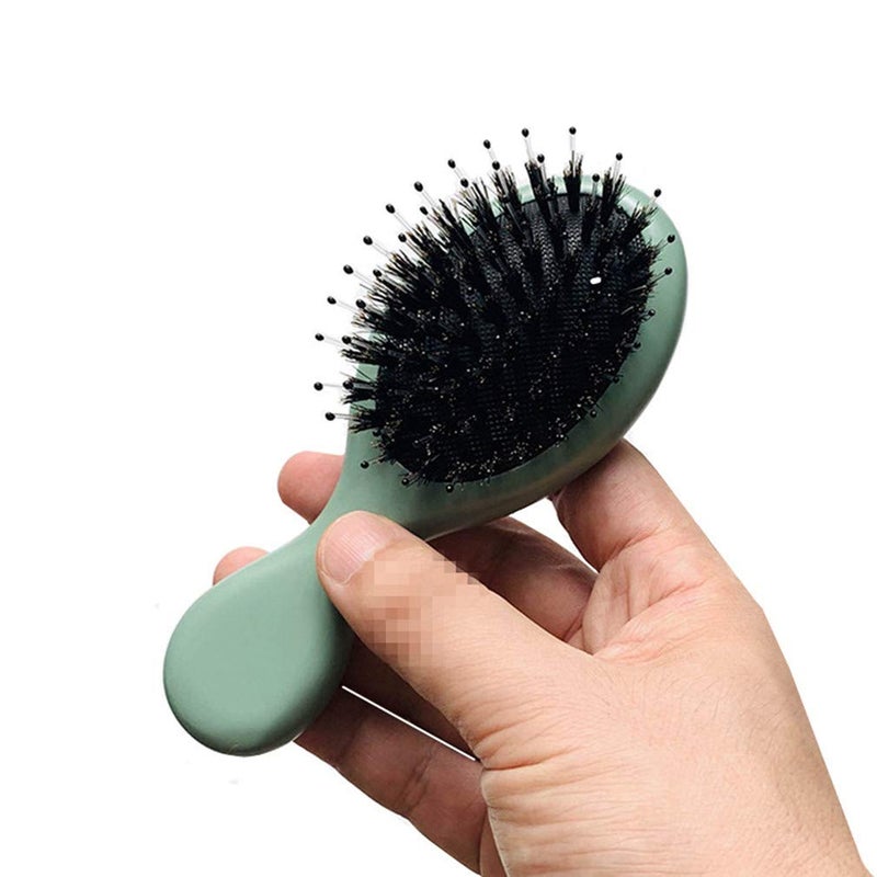 Boar Bristle Hair Brush  Sinide Mini Natural Beech Wood Handle Cushion Massage Detangling Hair Brush for Women Men Long Thick Fine Curly Wavy Dry or Wet Hair Brush for PocketTravel
