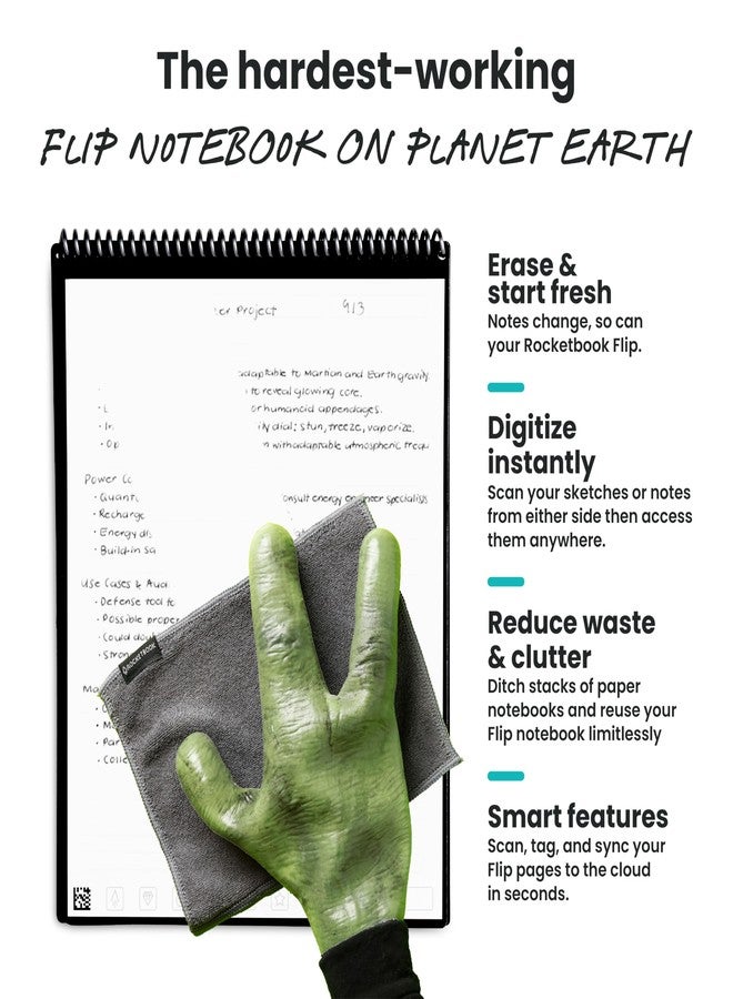 Rocketbook Flip Reusable Smart Notepad, Top Bound Notebook Executive Size 6x8.8, Teal - Lined and Dotted Pages, App-Connected, Erasable, Ideal for Righties and Lefties - Image 4