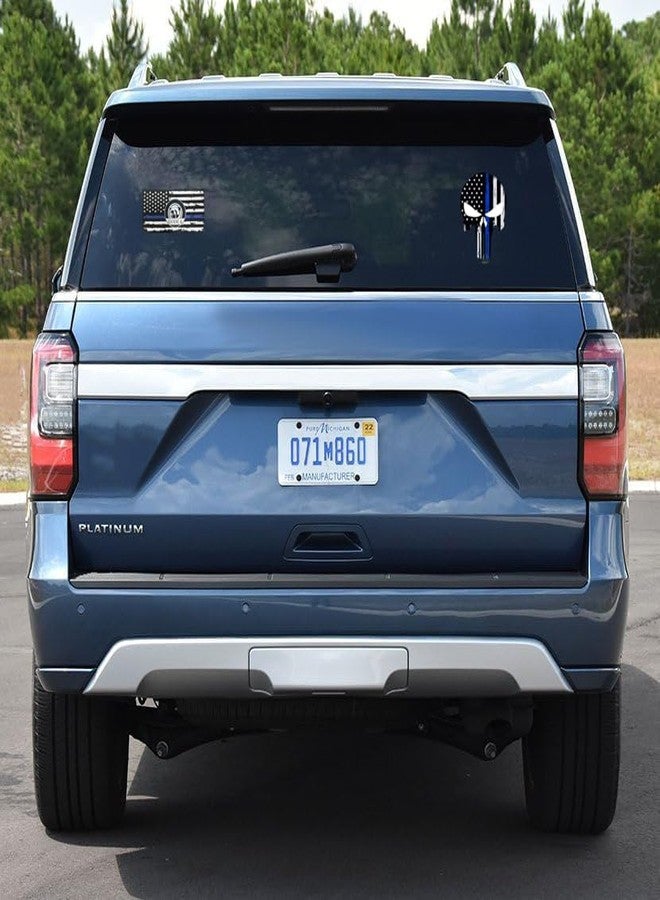 ColisPar 3pcs Car Decals Stickers US Flag with Thin Blue Line and Skull Laptop Car Stickers, Honoring Police Support Law Enforcement Stickers Van Trucks Motorcycle Laptop Decals Skateboard Bike Bumper Window - Image 2