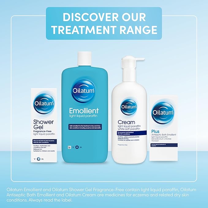 Oilatum Emollient Bath Liquid for Eczema Psoriasis and Dry Skin Conditions Soothing Formula for Sensitive Skin Hydrating Relief for Itchy Irritated Skin 1 x 500ml