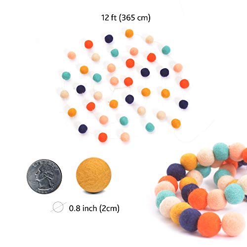 Glaciart One Felt Ball Garland - 12 Feet, 40 Balls, 6 Arizona Colors, Pom Pom Decorations, Nursery Decor, Bunting, Birthday Party, Easter, Photo Prop - Image 5