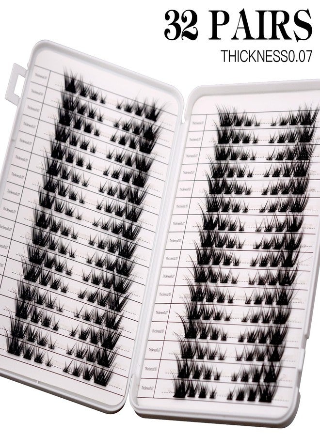 Bershnor 32 Pairs Cat Eye Individual Lashes Wispy Cat Eye Lashes DIY Lash Extensions 256pcs Clusters Lashes 8-16MM Fluffy Volume Eye Eyelashes Clusters - Image 3