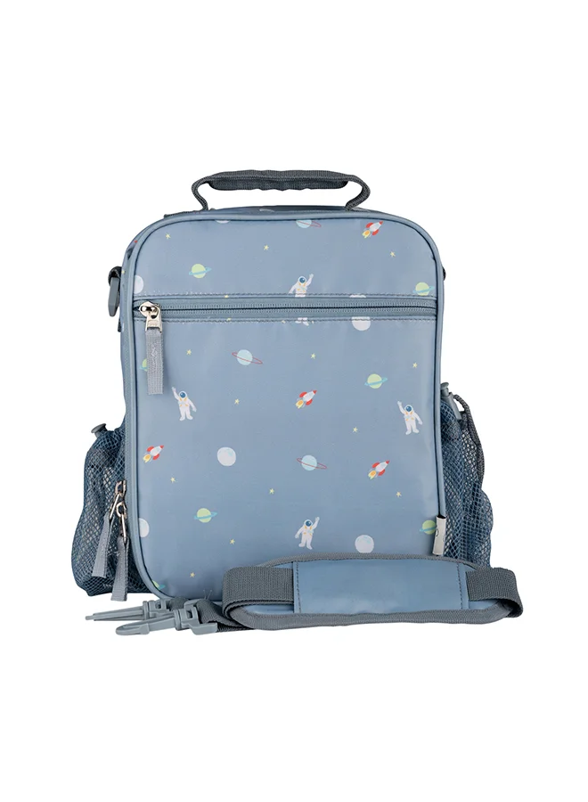 Citron Insulated Lunch Bag Backpack For Kids School, Non - Toxic Material, Reusable Lunch Bag - Spaceship Dusty Blue
