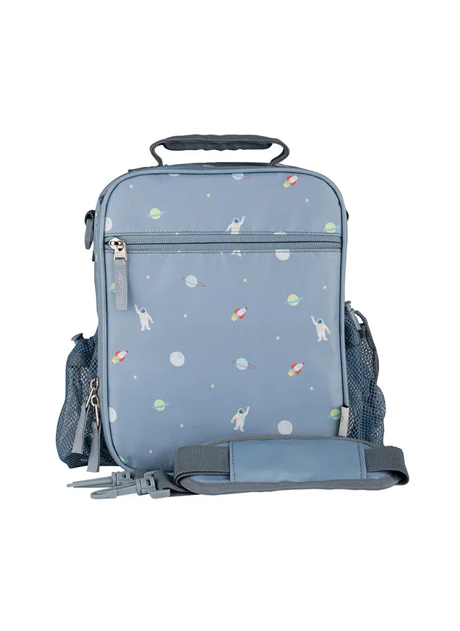 Citron Insulated Lunch Bag Backpack For Kids School, Non - Toxic Material, Reusable Lunch Bag - Spaceship Dusty Blue