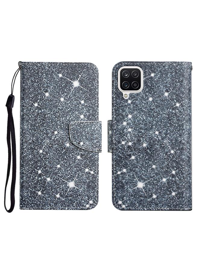 اس-توب جراب لهاتف Samsung Galaxy A12 من الجلد بتصميم أفقي مرسوم مع حامل وفتحة للبطاقات ومحفظة - Image 1