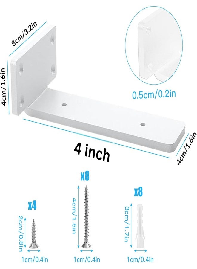 HIRVALL ® 4 Inch Shelf L Shape Pack of 6 White 160 lbs Load Capacity, Metal Brackets for Floating & Wooden Shelves - Novel Shape, 1/5 Inch Thick, Rust-Proof Wall Mount Bracket - Image 2