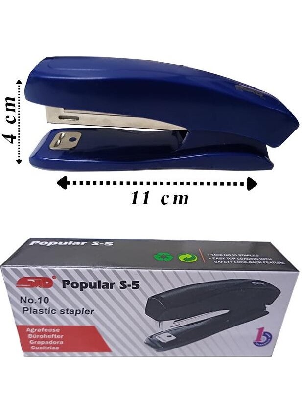 STD Staple Machine Blue S-5 Stapler No:10 1 Piece Small Staple Machine 10-15 Pages Office Desk School Student Small Size  - Image 1