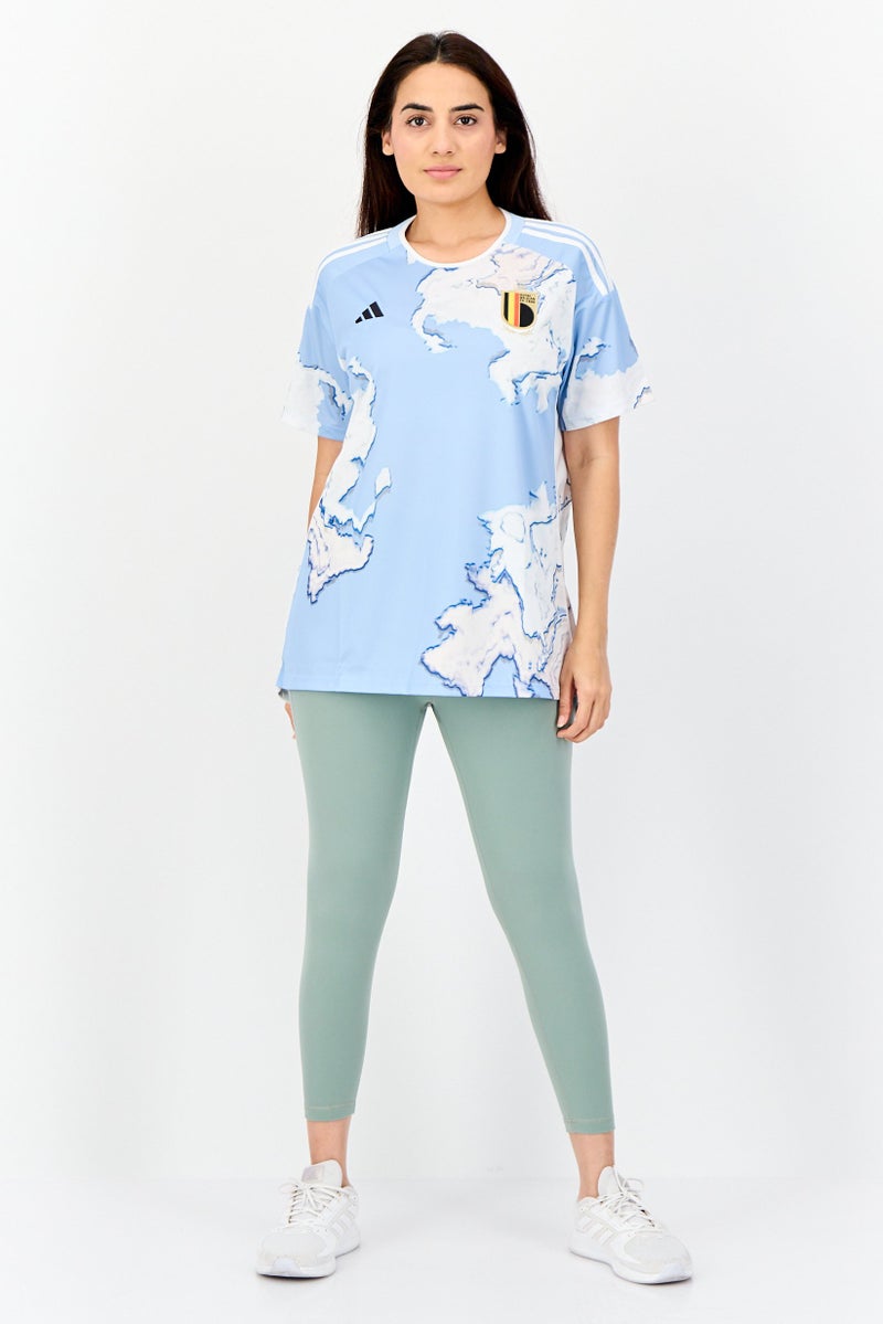 Adidas Women Regular Fit Embroidered Logo Belgium 23 Away Football Jersey, Light Blue - Image 4