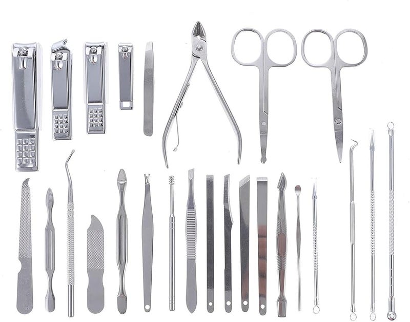 26Pcs Portable Nail Care Kit Black Manicure Pedicure Tools for Travel Daily Use - Image 1