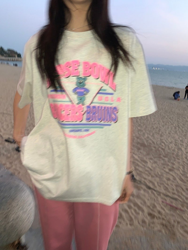 8256#2025 Summer Commuter Letters for Men and Women Pure Cotton Loose Short-sleeved T-shirt Top Creative Printing white gray