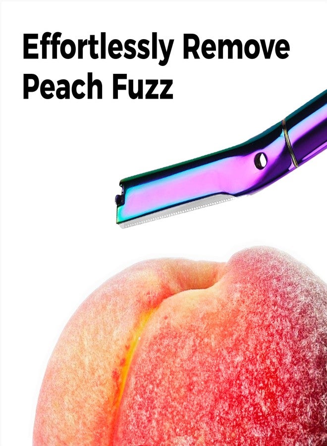 zomchi شفرة زومشي لإزالة الشعر للوجه للنساء، شفرة وجه فاخرة وشفرة حواجب، أداة إزالة الشعر بمقبض معدني، تزيل الشعر الناعم، تقشر البشرة، 11 شفرة (قوس قزح) - Image 2
