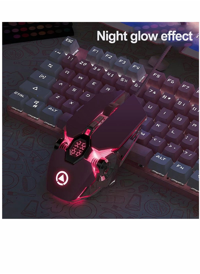 KASTWAVE - Gaming Mouse Wired Computer Mouse Mechanical Pink Optical USB Mouse 7 Buttons, 4 Levels Adjustable DPI Up to 3200, RGB Backlit, Sound Click PC Mouse Fit for Girls Gamer - Image 1
