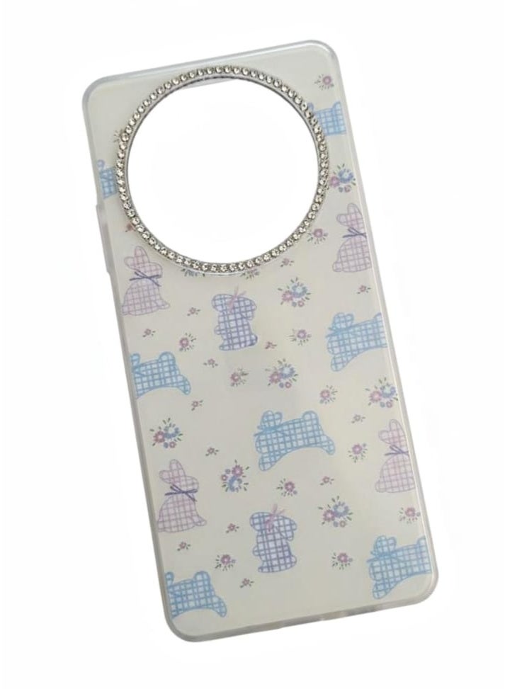 غطاء فاخر لهاتف Honor X9c مزين بأرانب وزهور لطيفة - Image 3