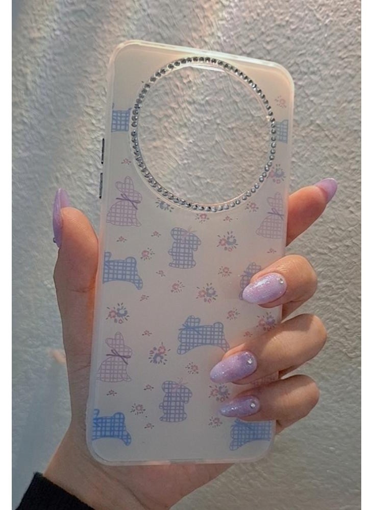 جراب فاخر لهاتف Honor X9c مزين بأرانب وزهور لطيفة - Image 2