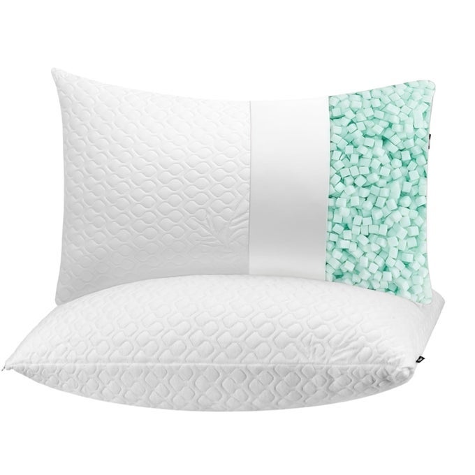 SHREDDED MEMORY FOAM PILLOWS FOR SLEEPING ADJUSTABLE PILLOWS KING SIZE SET OF 2 GOOD FOR SIDE BACK SLEEPER WITH WASHABLE COOLING COVER