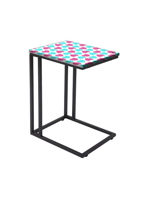 Nutcase Design C Shaped Side Table for Laptop Work on Sofa CouchStudy Breakfast Snack Serving End Tables for Living Room Bedroom Hearts Pink and Blue