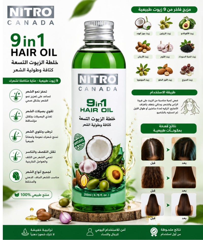 نيترو كندا خلطة الزيوت التسعة مكثفة ومقوية للشعر 200 مل - Image 2