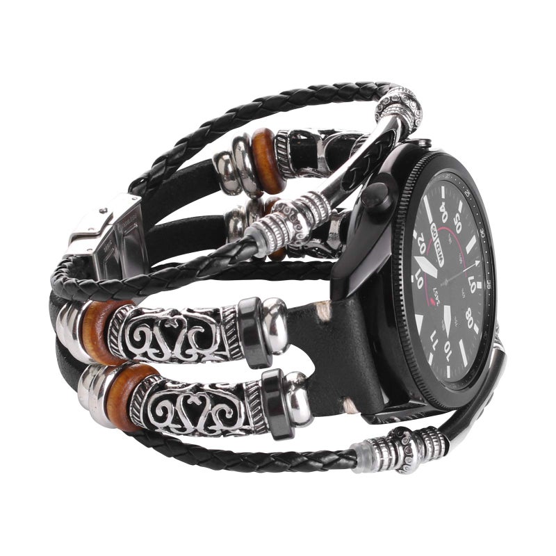 KONAFEI Compatible with Samsung Galaxy Watch 7&FE&6&5&4&3 Band/40mm 44mm/Watch 5 Pro/Watch 6&4 Classic 43mm/47mm/42mm/46mm/Active 2/Garmin Venu, 20mm Leather Bracelet Metal Buckle Strap for Women&Men - Image 1