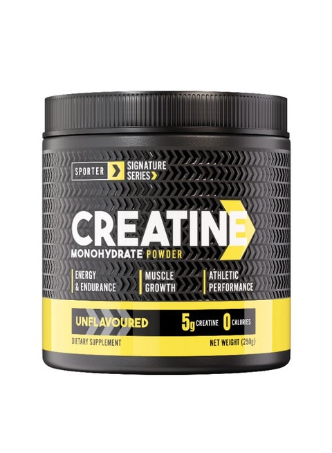 Sporter Creatine Monohydrate Powder – 250g, 50 Servings | Pure Micronized Creatine for Muscle Growth, Strength & Recovery | Unflavored, Easy to Mix | Workout Supplement for Men & Women