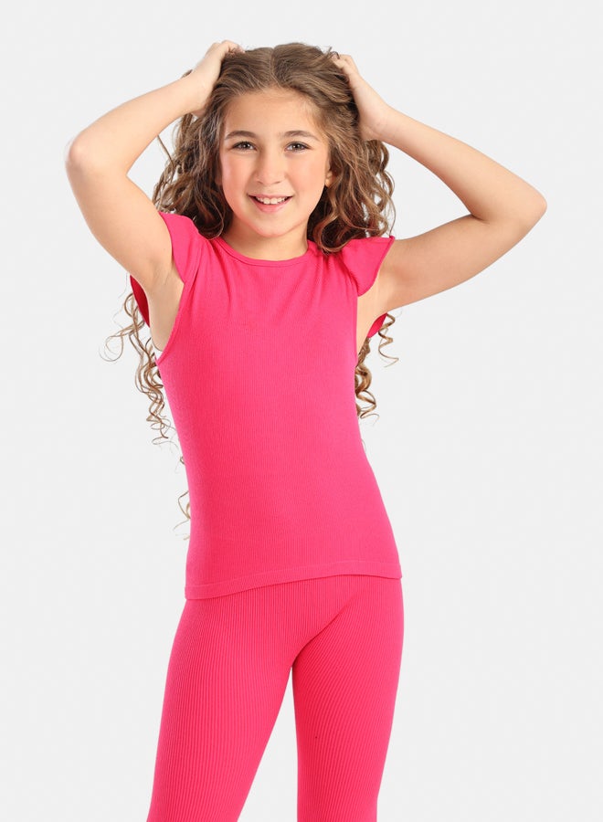 Carina Girly Ribbed Ruffle Top - Image 1