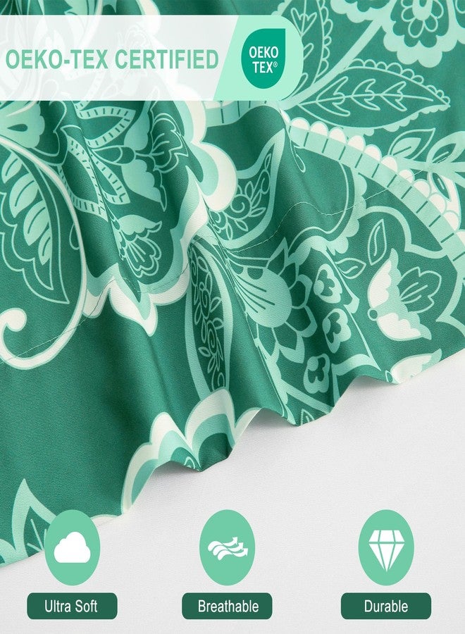 Swiftify Botanical 6-Piece Queen Bed Sheets Set, Boho Floral Print Brushed Microfiber Sheets, Cooling Bed Sheet Set, Ultra Soft & Breathable, 16' Deep Pocket Fitted Sheet & Pillowcase Set, Green Paisley - Image 3