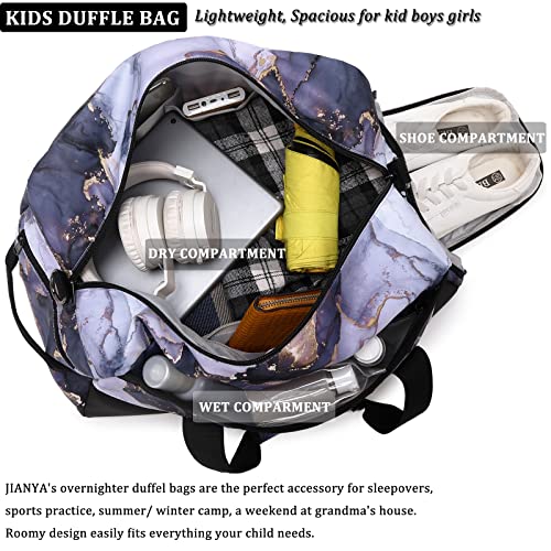JIANYA Kids Overnight Duffle Bag Girls Boys Sport Gym Bag with Shoe Compartment & Wet Pocket, Carry On Weekender Travel Bag for Kid Girl Boy - Image 2