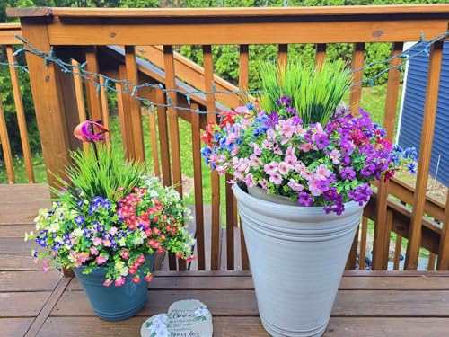 DOMMARE 12 Bundles Artificial Flowers for Outdoors Fake Faux Plant Uv Resistant Silk Flowers Daisies Decoration for Vase Indoors Gardens Wedding Window Boxes Summer Home Grave Decor Mixed - Image 3