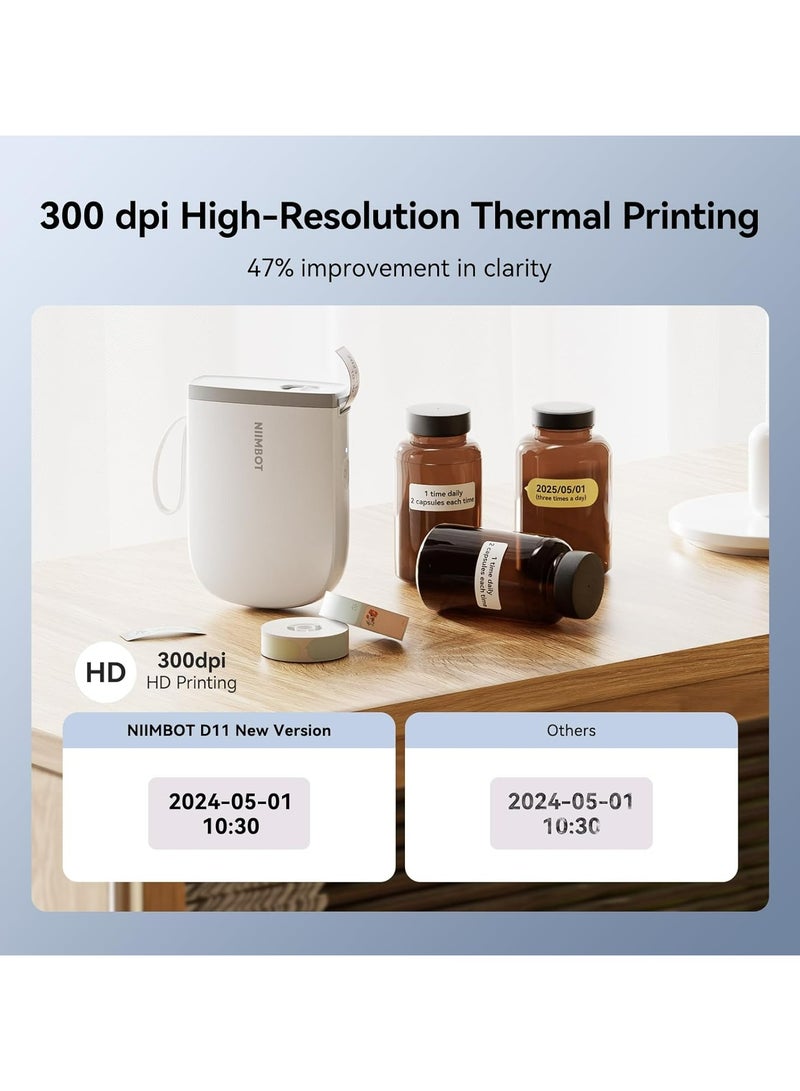 NIIMBOT D11_H Upgraded Portable Thermal Label Printing Machine with 1 Roll Tape - High Resolution 300dpi Printing up to 100mm Long - Image 2