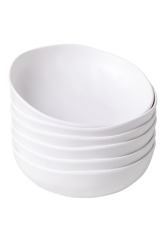 ZAROCRUS Melamine Pasta Bowl Set, Set of 6, Large 9'' and 40 OZ Salad Bowls Set, Shatterproof Dinner Bowl, Serving Bowls for Soup, Fruits, Lightweight and Unbreakable Bowls Set, Matte White - Image 1