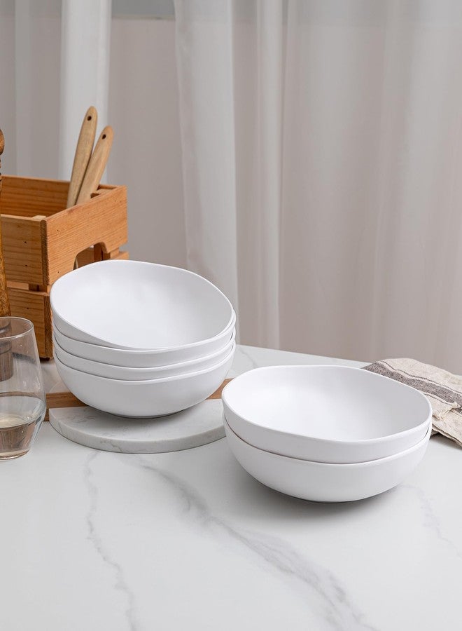 ZAROCRUS Melamine Pasta Bowl Set, Set of 6, Large 9'' and 40 OZ Salad Bowls Set, Shatterproof Dinner Bowl, Serving Bowls for Soup, Fruits, Lightweight and Unbreakable Bowls Set, Matte White - Image 4