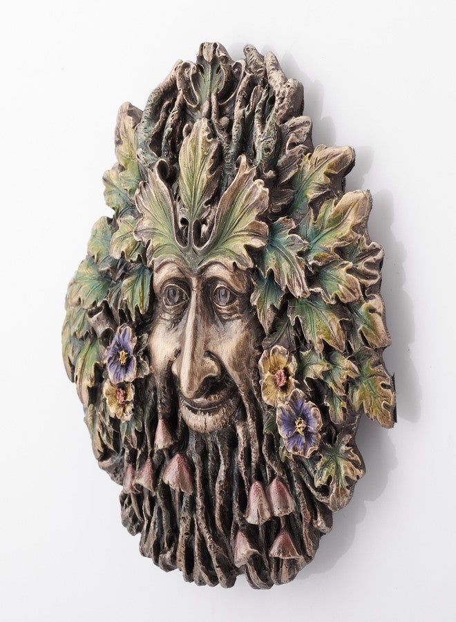 Veronese Design 5 1/4 Inch Spring Rebirth Mushroom Greenman Wall Sculpture Hand Painted Resin Plaque - Image 2