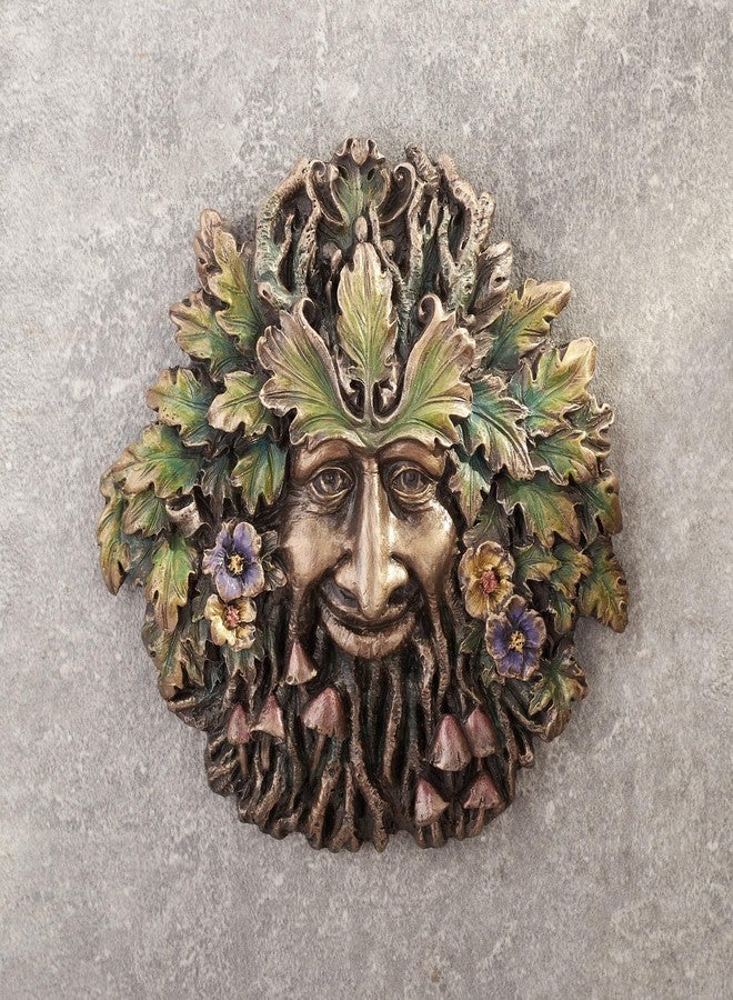 Veronese Design 5 1/4 Inch Spring Rebirth Mushroom Greenman Wall Sculpture Hand Painted Resin Plaque - Image 3